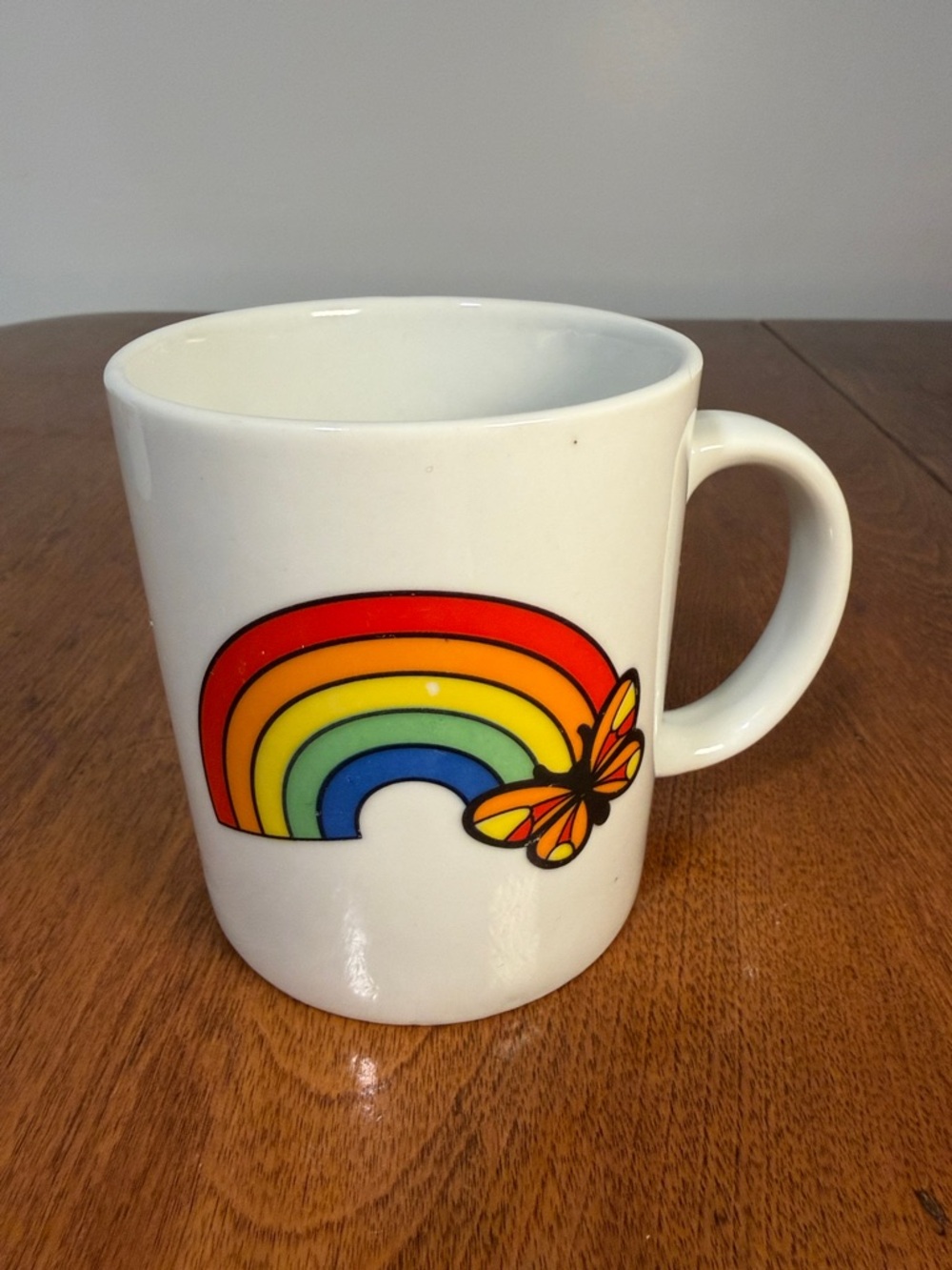 Retro Rainbow Mug Butterfly Sun Coffee Cup